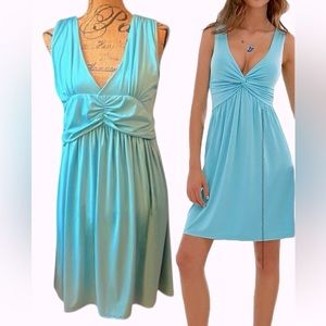 Sleeveless Teal Stretchy Plunging Neckline A-Line Blue Dress XL Coastal Cruise